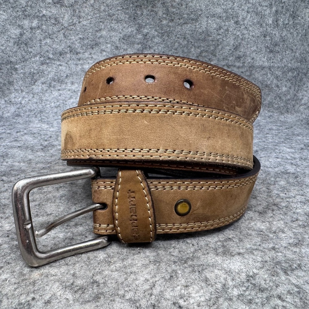 Carhartt Detroit Belt Mens 48 Brown Leather Buckle Workwear Casual Distressed